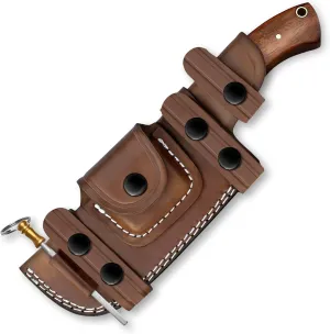 Beautiful Custom Handmade 10" D2 Steel Tracker with Rose Wood Handle - Fixed Blade Hunting & Survival Knife - Horizontal Carry Sheath - Bushcraft EDC Knife for Camping & Outdoors
