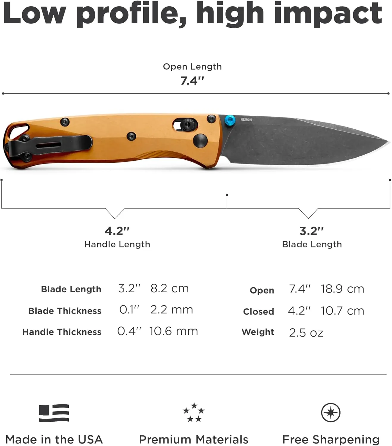 Benchmade - Bugout Folding Knife with Burnt Brass Aluminum Handle (535BK-07)