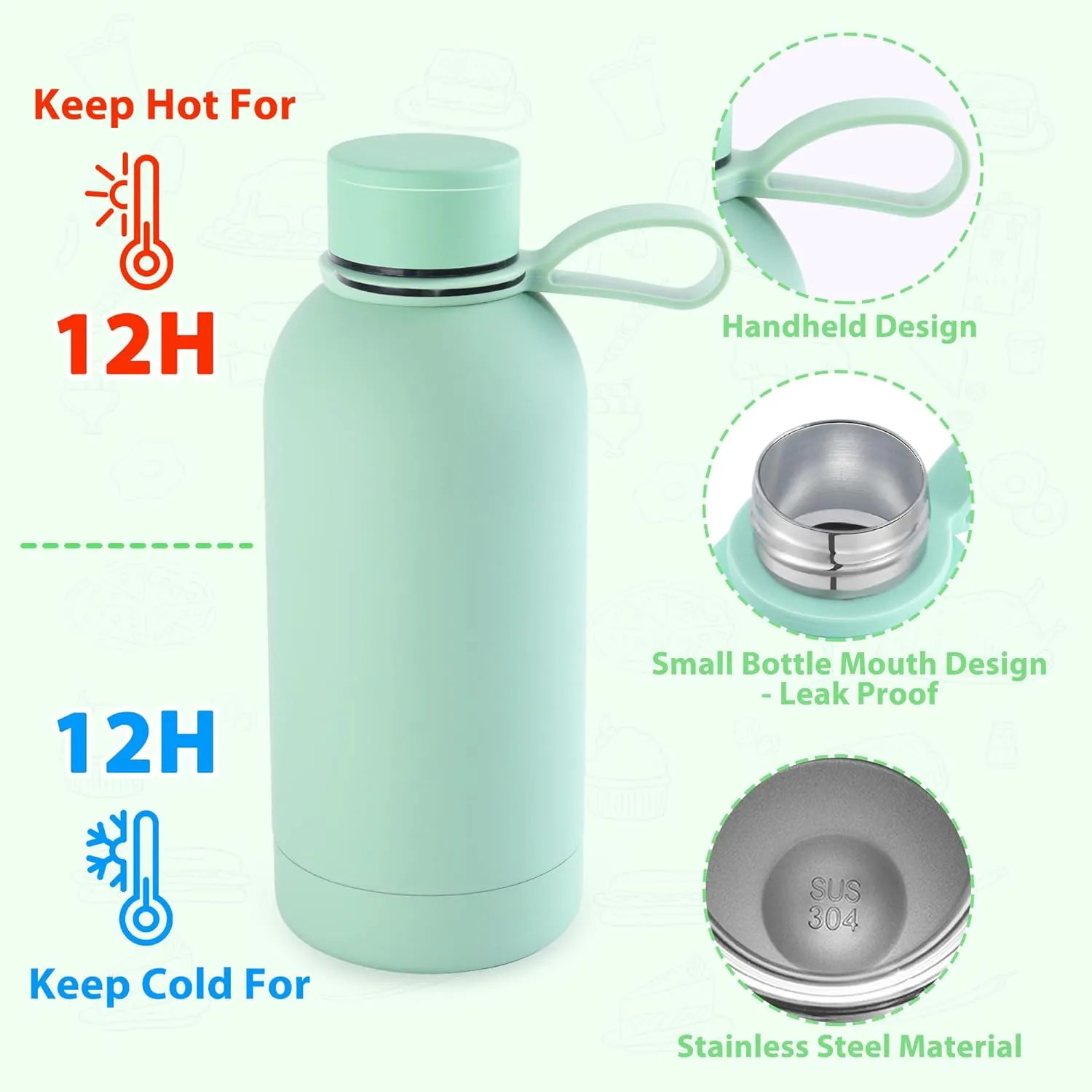 Bento Lunch Box Set for Kids - Green Nylon insulated Lunch Bag with 12oz Thermos, Leak-Proof Containers, Adjustable Strap, Birthday Gifts for Girls School Travel Picnic (Ages 3-15)