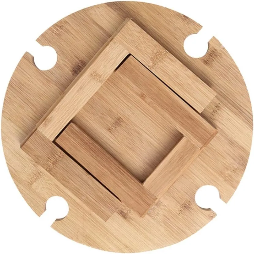 BESPORTBLE Portable Folding Table Wine Bottle Holder Outdoor Picnic Table Sturdy Wooden