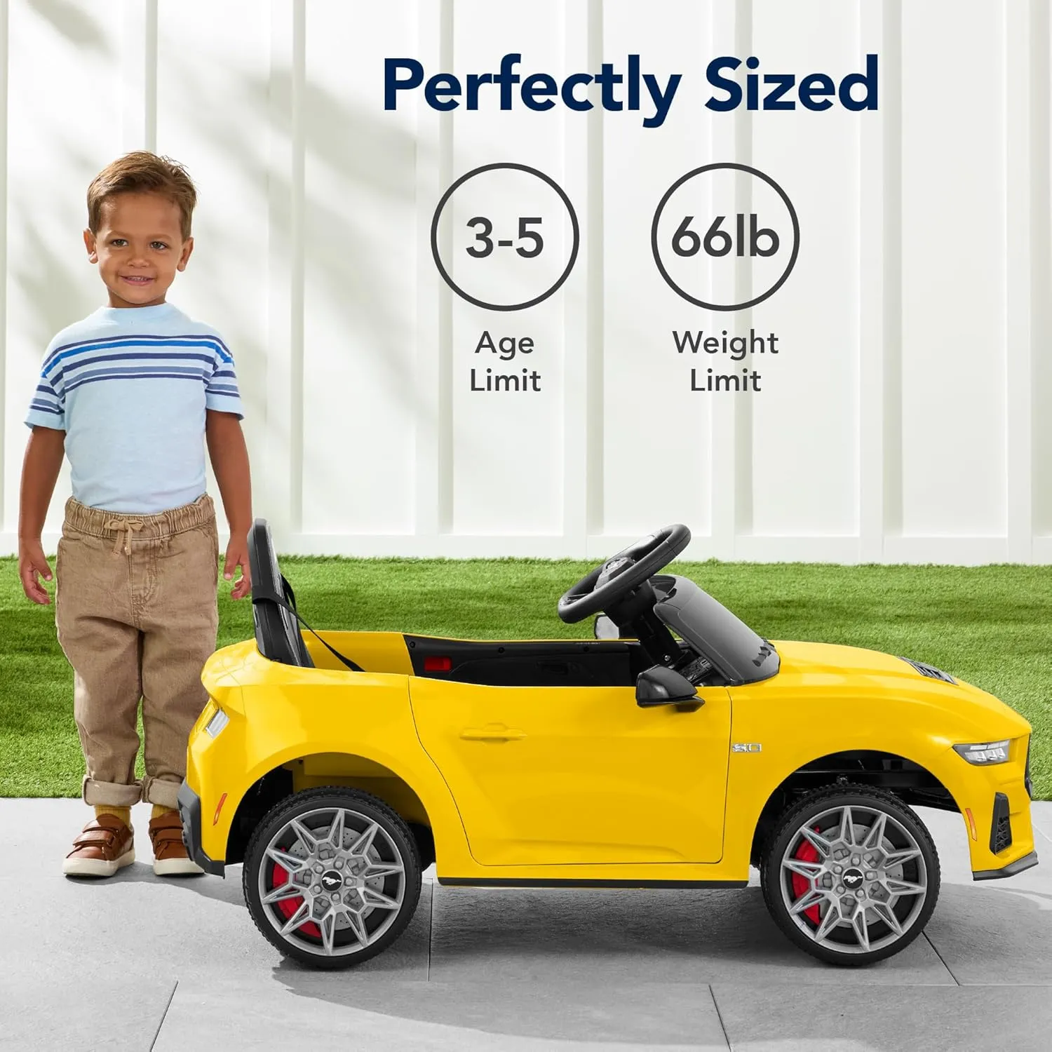 Best Choice Products Kids 12V Electric Ride On Car Officially Licensed Ford Mustang w/Parent Control, LED Lights, 2 Speeds, Bluetooth - Yellow