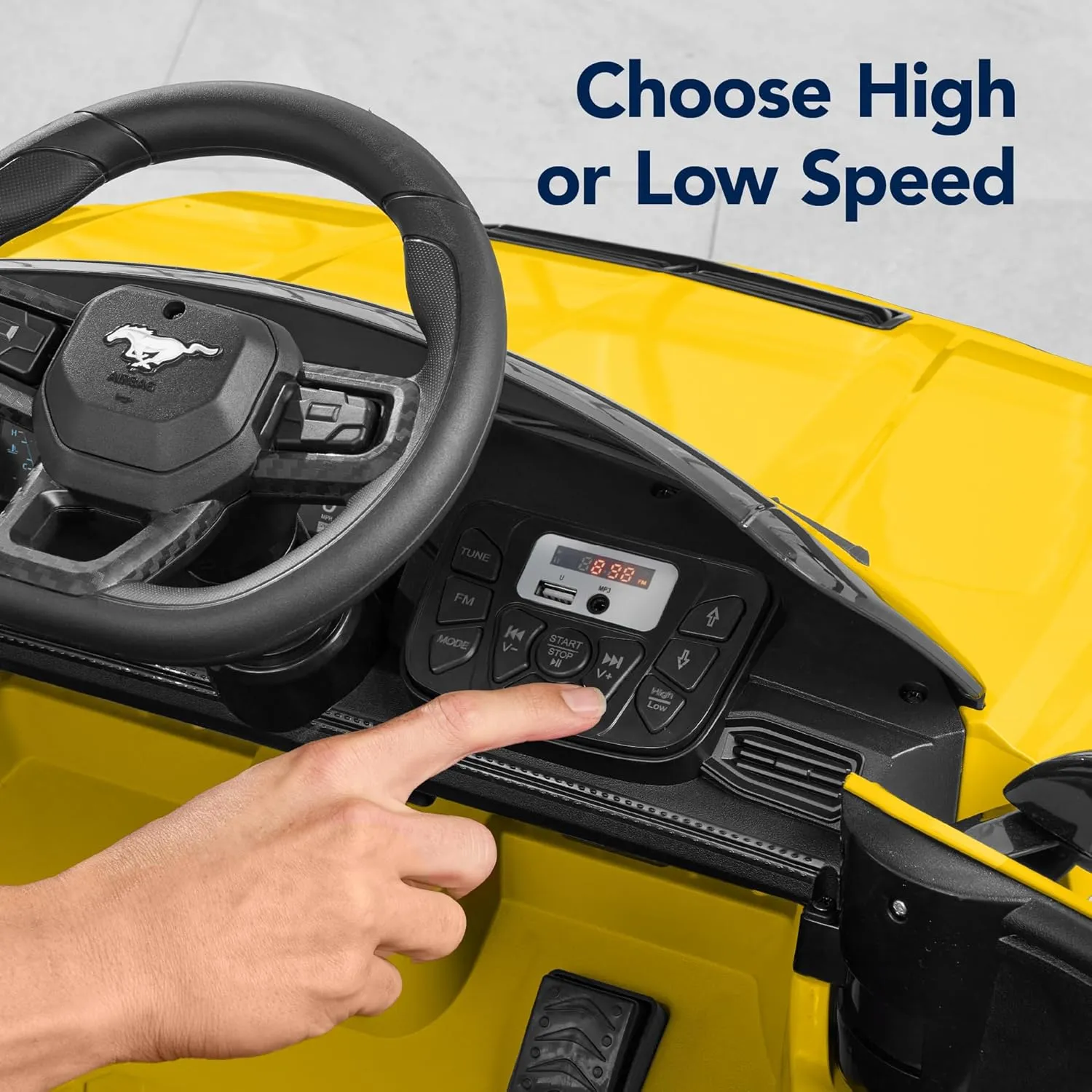 Best Choice Products Kids 12V Electric Ride On Car Officially Licensed Ford Mustang w/Parent Control, LED Lights, 2 Speeds, Bluetooth - Yellow