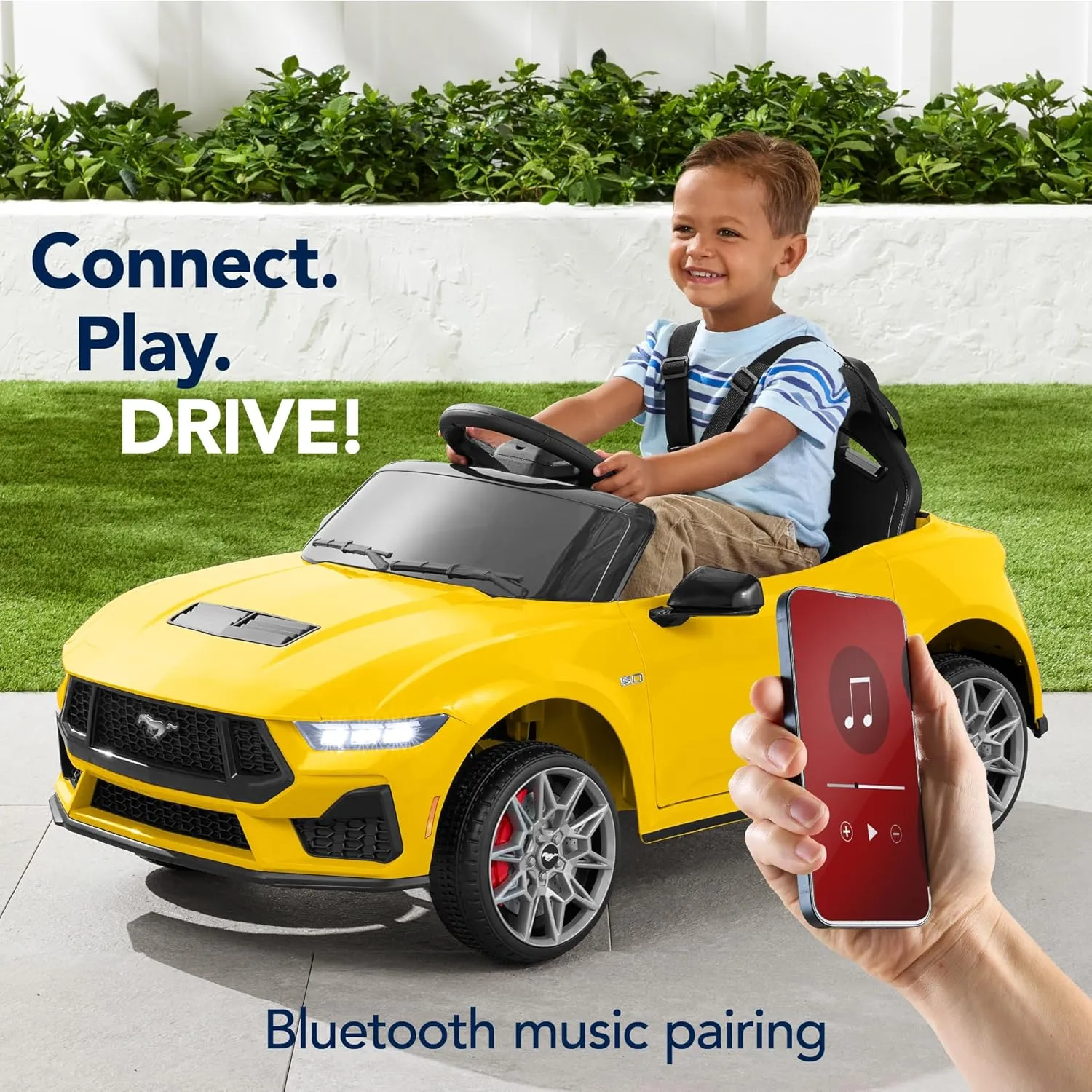 Best Choice Products Kids 12V Electric Ride On Car Officially Licensed Ford Mustang w/Parent Control, LED Lights, 2 Speeds, Bluetooth - Yellow