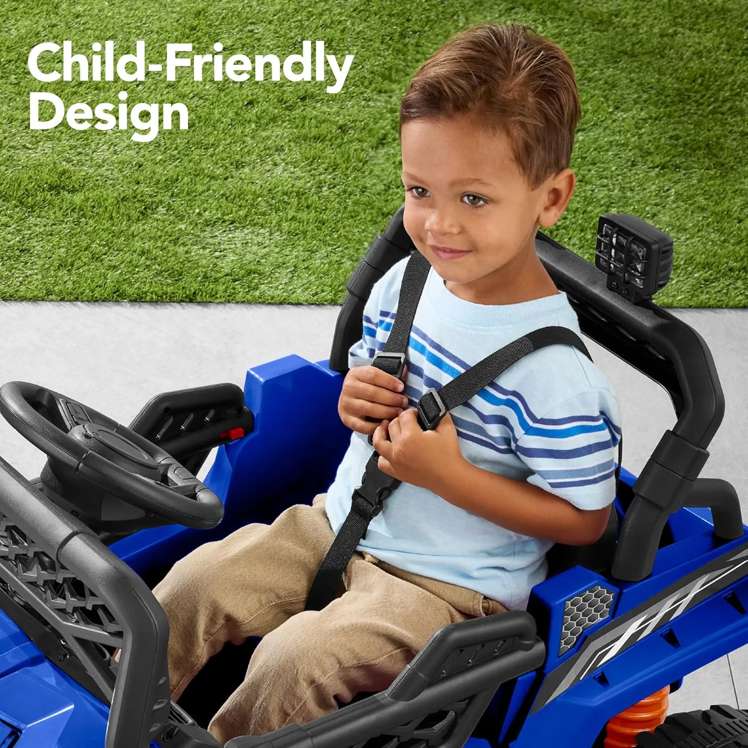 Best Choice Products Kids 12V Electric Ride On UTV Car and Trailer w/Parent Control, LED Lights, 2 Speeds, Bluetooth - Blue