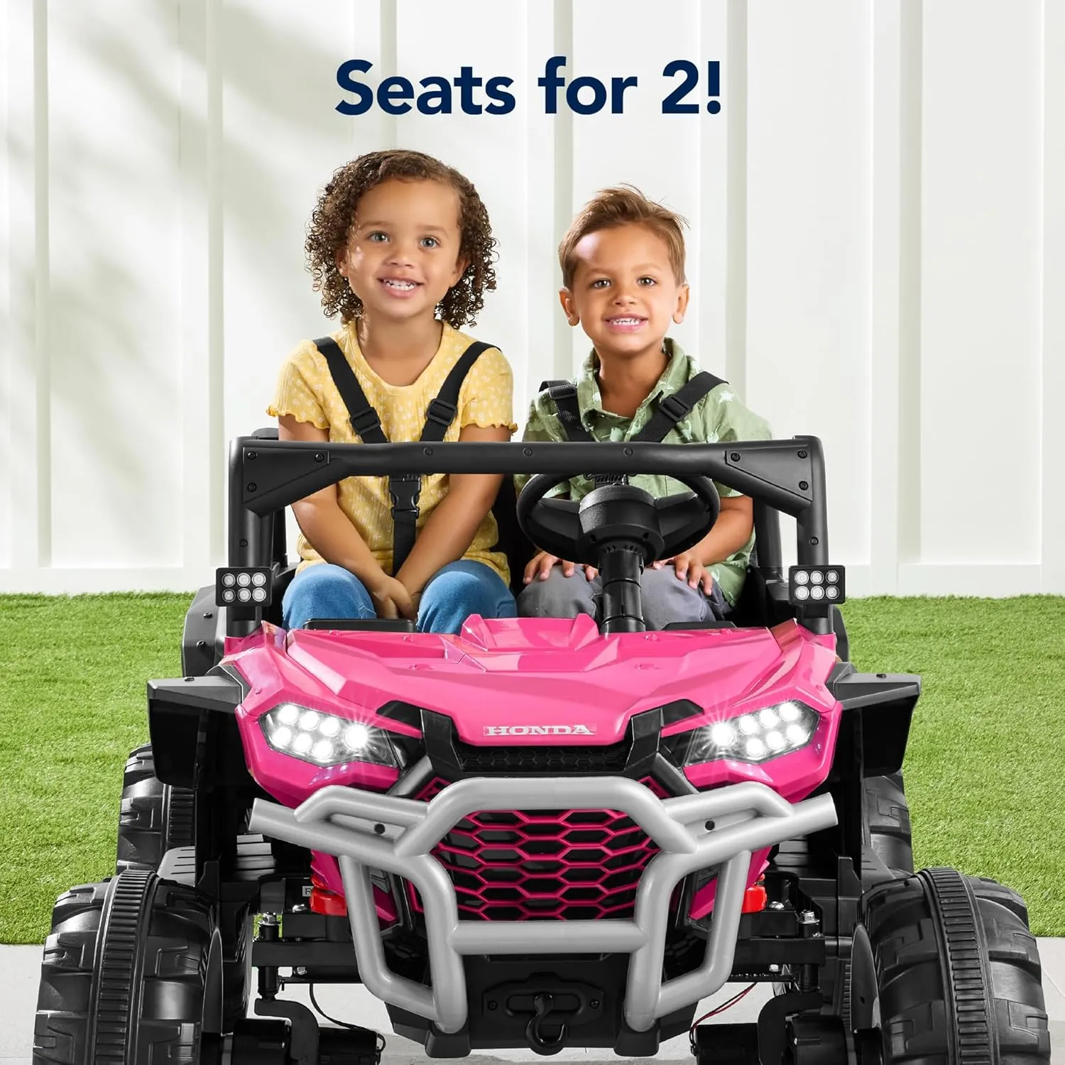 Best Choice Products Kids 24V 2-Seater Electric Ride On UTV Officially Licensed Honda Talon w/Parent Control, LED Lights, Bluetooth - Pink