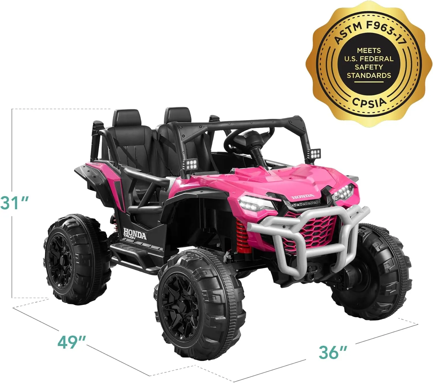 Best Choice Products Kids 24V 2-Seater Electric Ride On UTV Officially Licensed Honda Talon w/Parent Control, LED Lights, Bluetooth - Pink