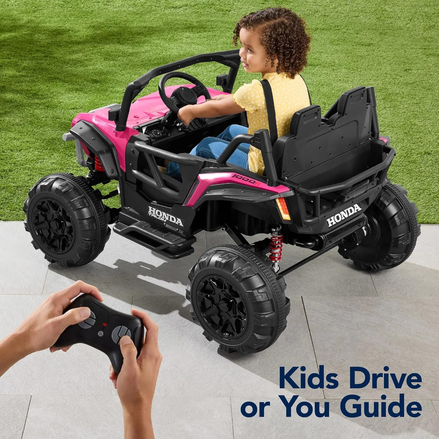 Best Choice Products Kids 24V 2-Seater Electric Ride On UTV Officially Licensed Honda Talon w/Parent Control, LED Lights, Bluetooth - Pink