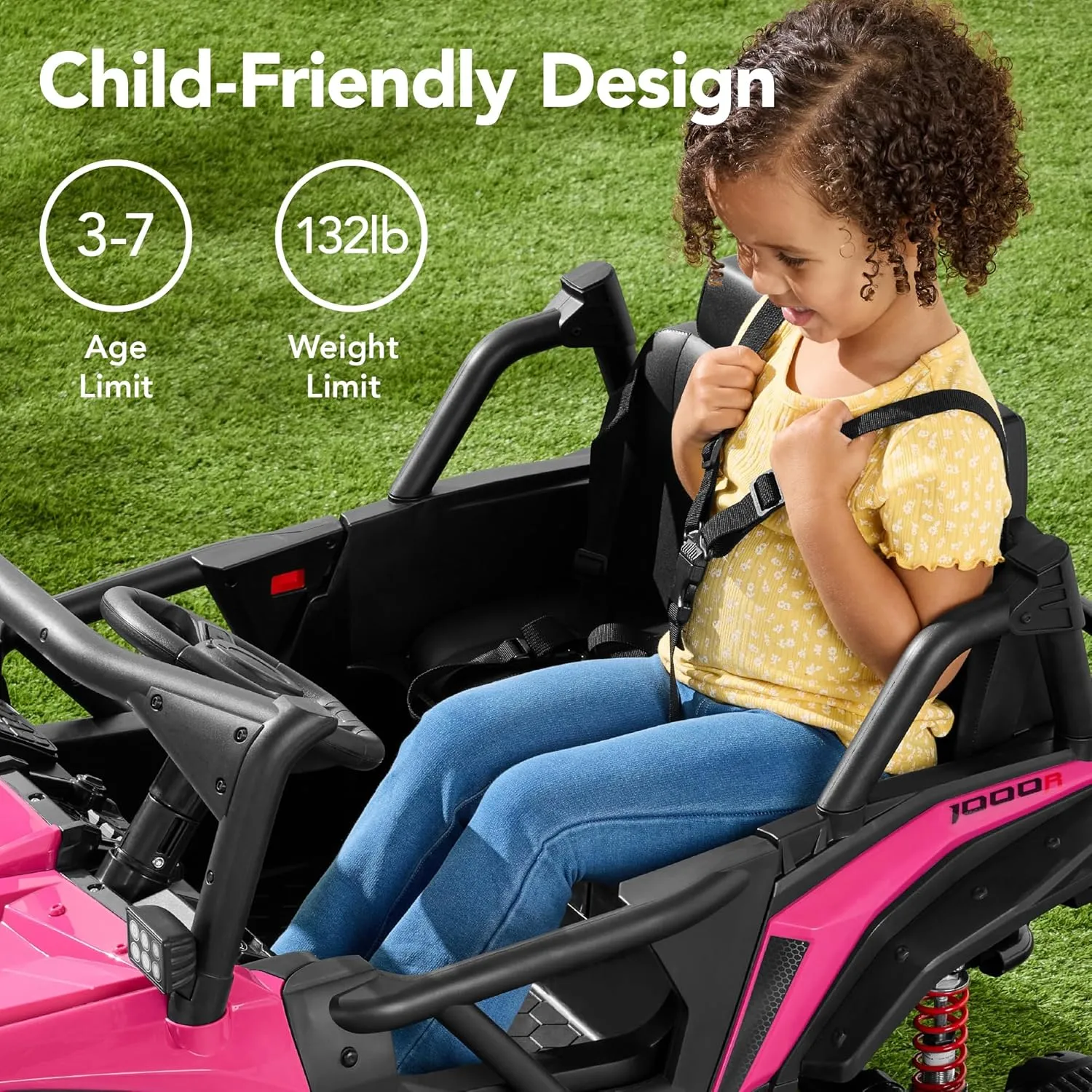 Best Choice Products Kids 24V 2-Seater Electric Ride On UTV Officially Licensed Honda Talon w/Parent Control, LED Lights, Bluetooth - Pink