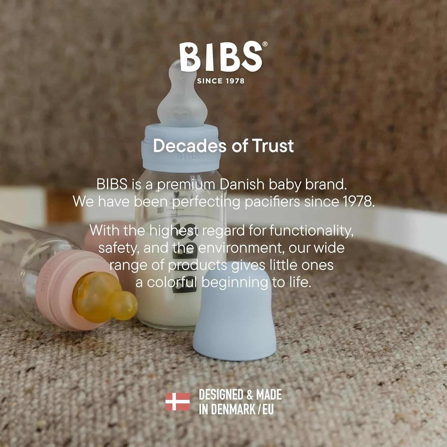 BIBS Baby Bottle 9 oz / 270 ml Natural Rubber Latex Nipple - Anti-Colic, BPA-Free, Round Nipple, Medium Flow, Lightweight & Easy to Clean, Suitable for Newborns 0  Years - Sage