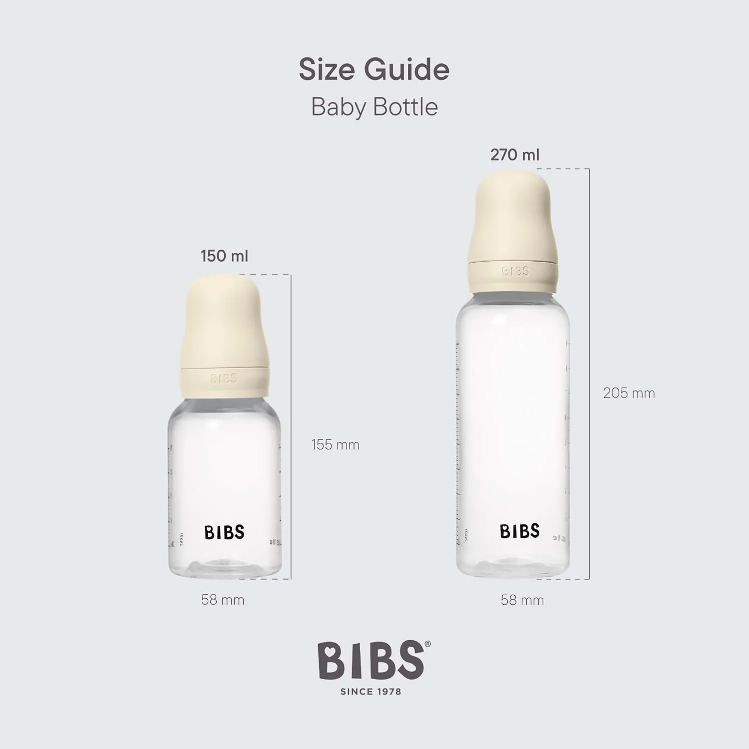 BIBS Baby Bottle 9 oz / 270 ml Natural Rubber Latex Nipple - Anti-Colic, BPA-Free, Round Nipple, Medium Flow, Lightweight & Easy to Clean, Suitable for Newborns 0  Years - Sage
