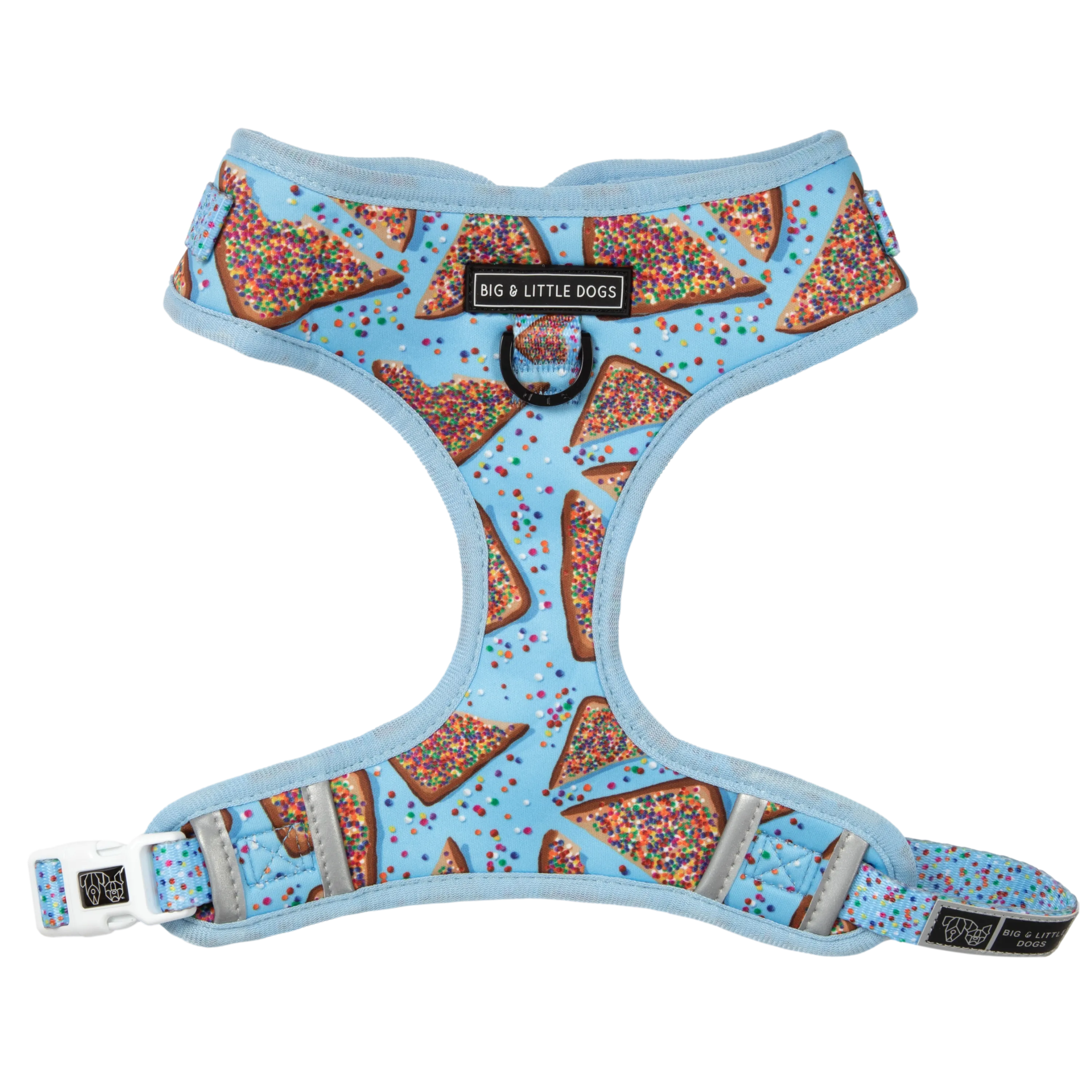 Big And Little Dogs-ADJUSTABLE DOG HARNESS: Blue Fairy Bread