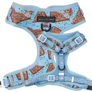Big And Little Dogs-ADJUSTABLE DOG HARNESS: Blue Fairy Bread