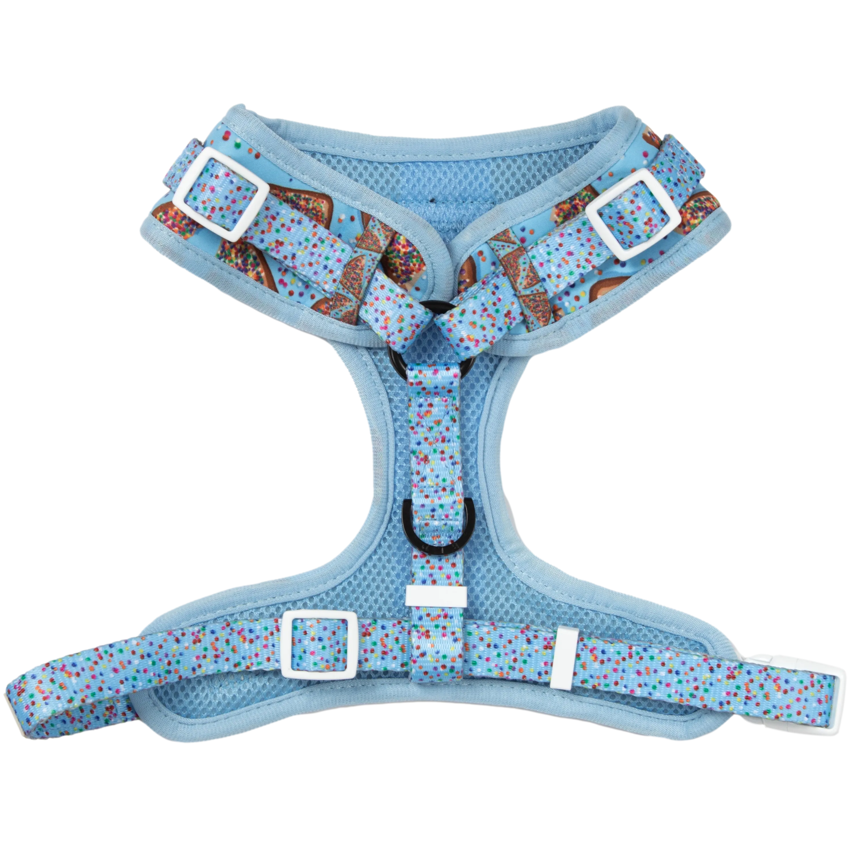 Big And Little Dogs-ADJUSTABLE DOG HARNESS: Blue Fairy Bread