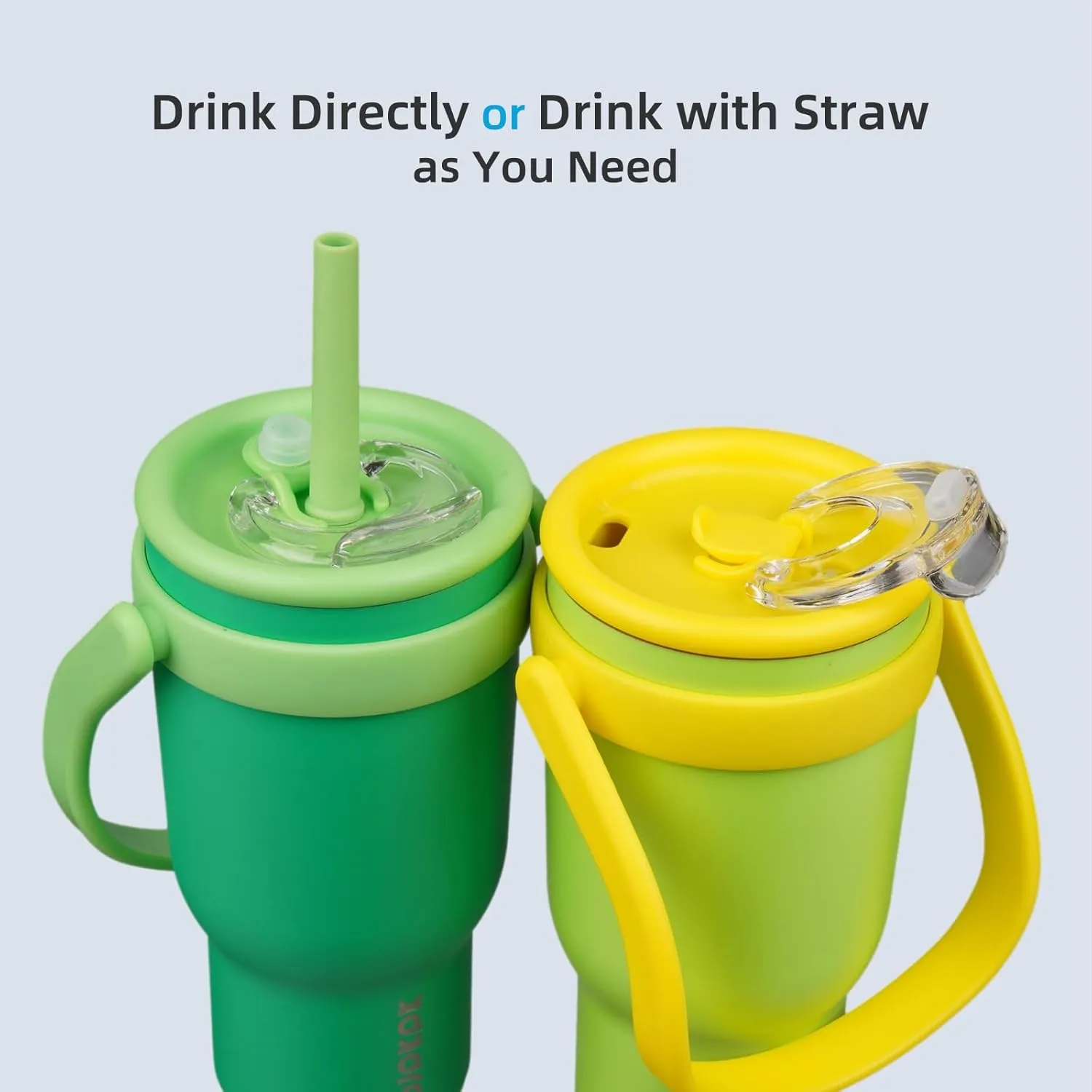 BJPKPK 40 OZ Insulated Travel Tumbler with Handle and Straw, Stainless Steel Water Bottle, Double Wall Vacuum Insulated Mug, for Work, Car, Travel, Green