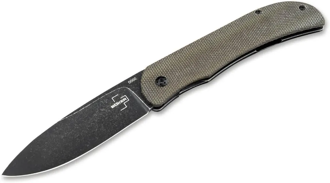 Böker Plus Exskelibur I Framelock Micarta Pocket Knife, 3.50" D2 Blade, Framelock, Green Micarta Handle, Designed by Mike Skellern