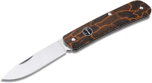 BÖKER PLUS® Tech Tool Orange Damascus G10 - Slipjoint knife with glass breaker - lightweight universal folding knife with clip stainless - G10 handle scales & Sandvik blade
