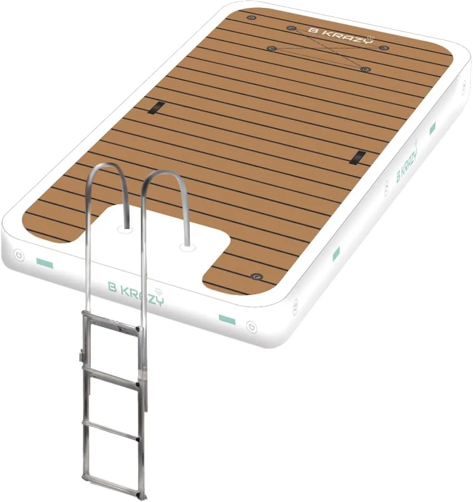 Bkrazy High-End Inflatable Dock Complete Package with Accessories, Electric Pump & Carry Bag - Floating Dock for Lakes, Rivers & Pools