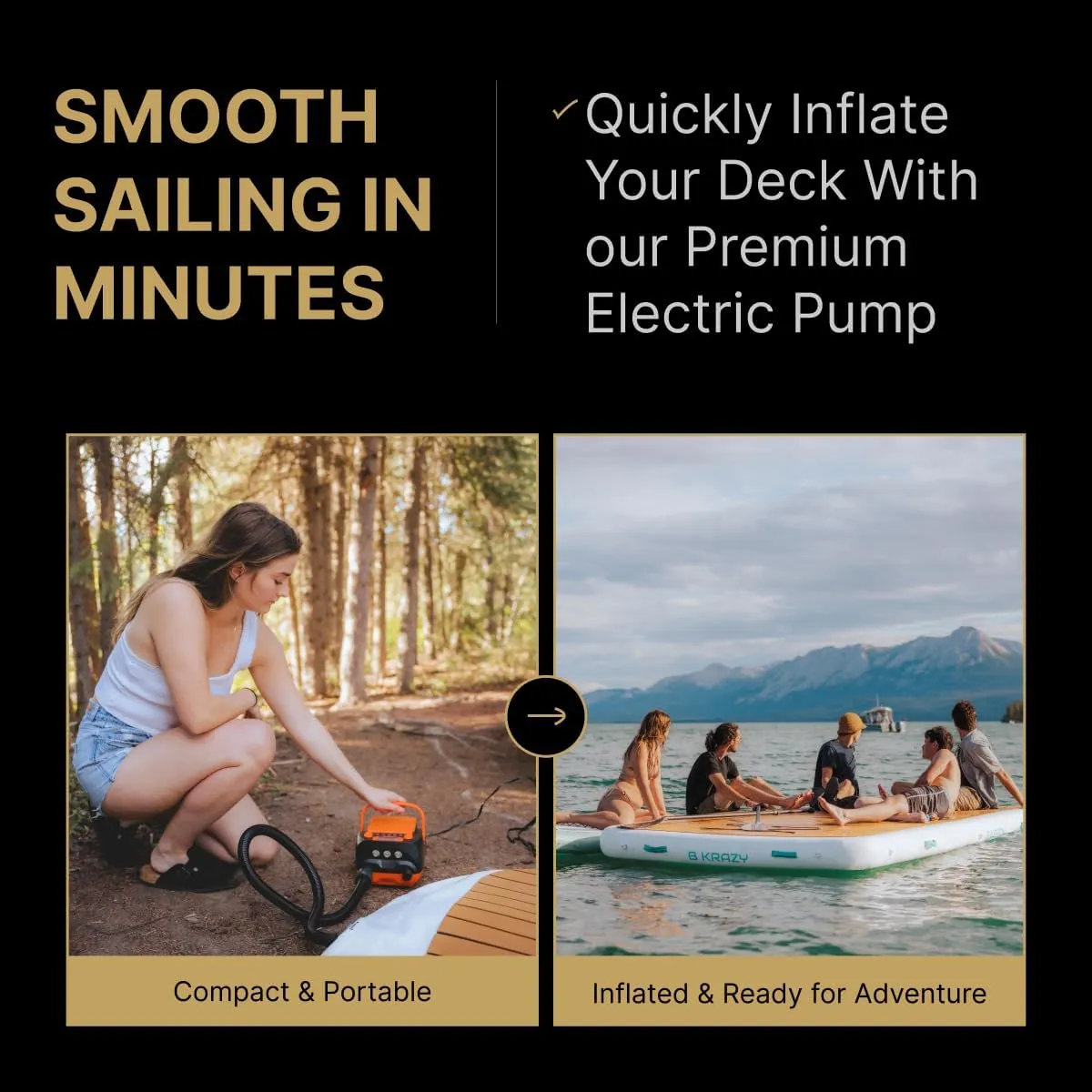 Bkrazy High-End Inflatable Dock Complete Package with Accessories, Electric Pump & Carry Bag - Floating Dock for Lakes, Rivers & Pools