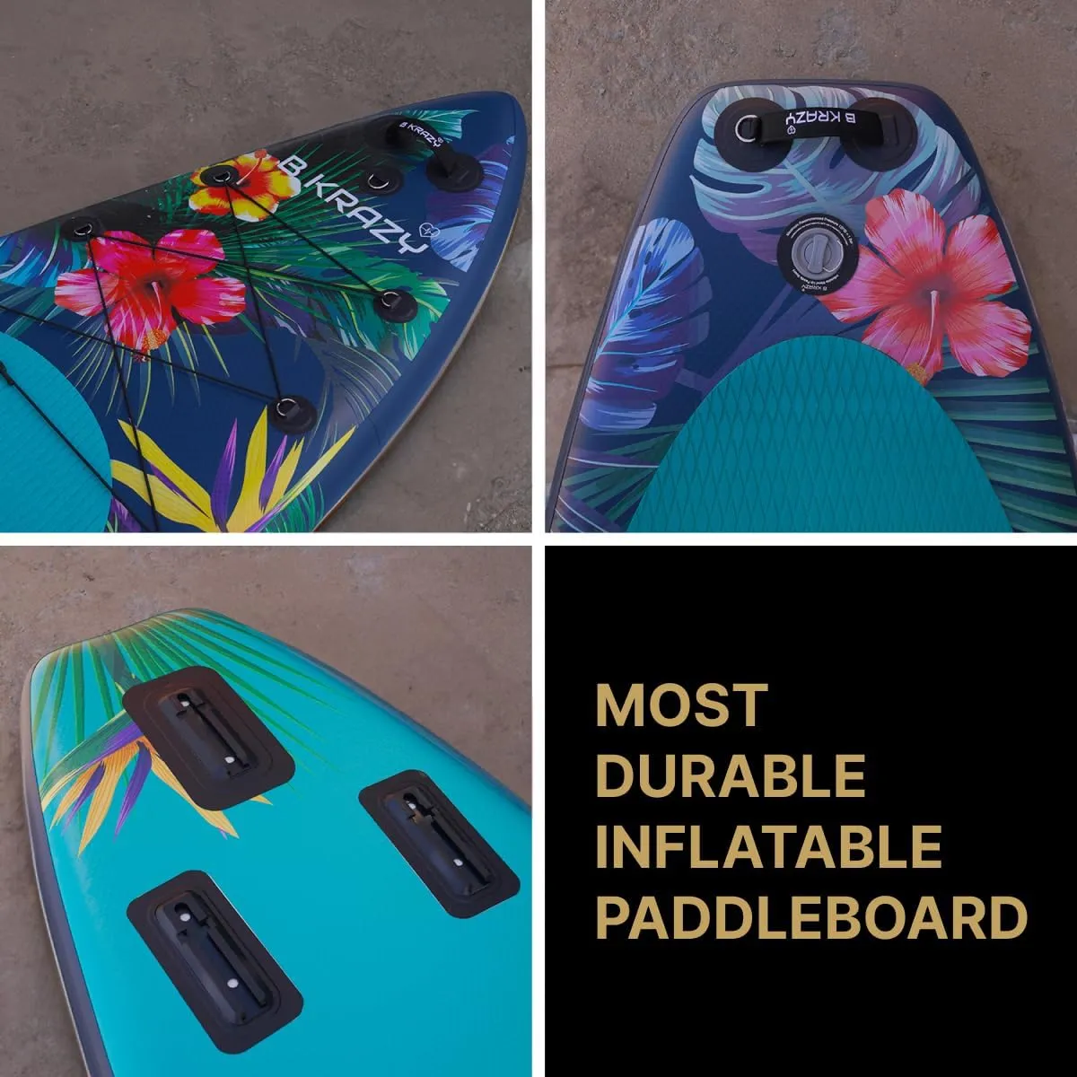 Bkrazy High-End Inflatable Stand Up Paddle Board - Complete Package with Accessories & Bag - Perfect for Lakes, River and Ocean - 10.6 ft Adult Board