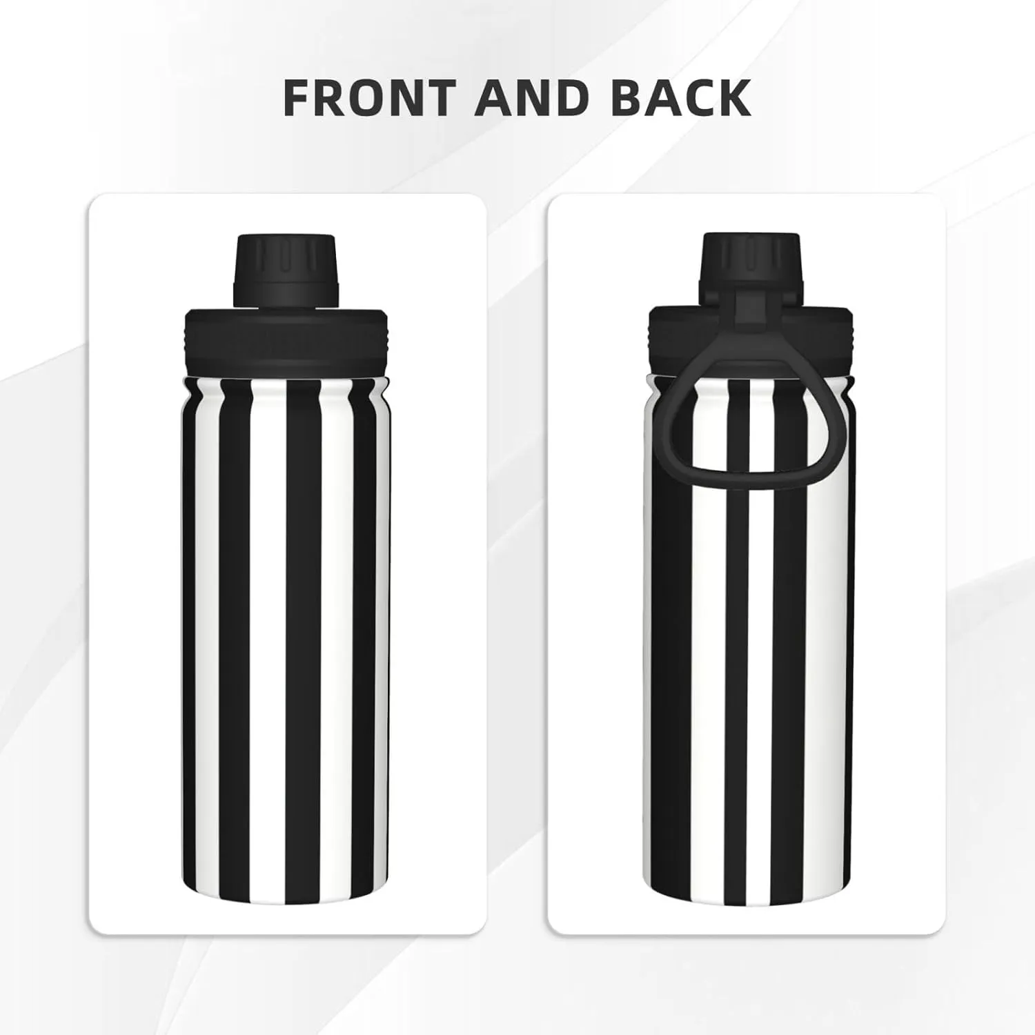 Black And-White Stripes 18oz Sports Insulated Bottle For Outdoor Activities,Your Ideal Companion Staying Hydrated