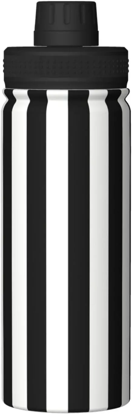Black And-White Stripes 18oz Sports Insulated Bottle For Outdoor Activities,Your Ideal Companion Staying Hydrated