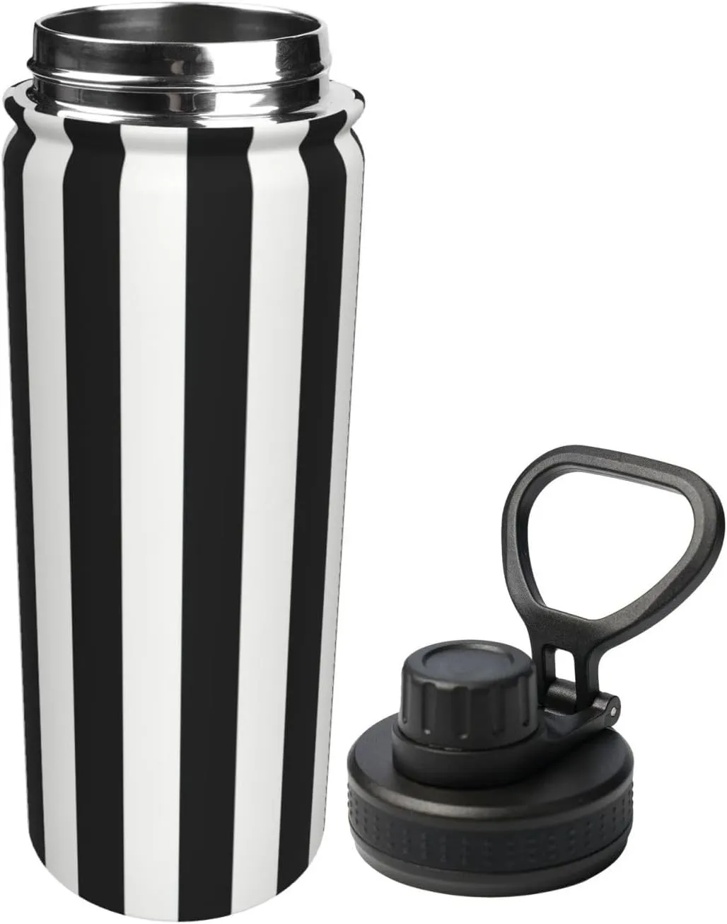 Black And-White Stripes 18oz Sports Insulated Bottle For Outdoor Activities,Your Ideal Companion Staying Hydrated