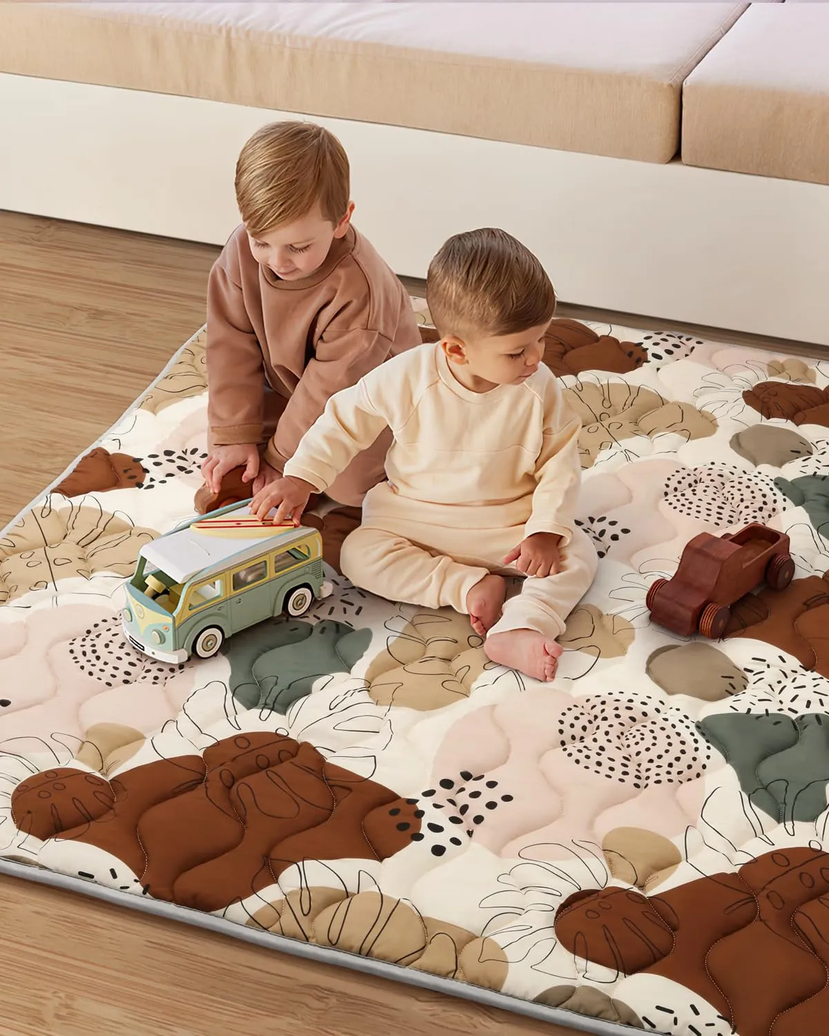 Blissful Diary Baby Play Mats for Floor, 71x59 Inch Extra Thicker & Large Soft Cushioning Foam Playmats for Babies and Toddlers, Foldable Washable Baby Crawling Mat for Playpen, Boho Design