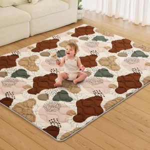 Blissful Diary Baby Play Mats for Floor, 71x59 Inch Extra Thicker & Large Soft Cushioning Foam Playmats for Babies and Toddlers, Foldable Washable Baby Crawling Mat for Playpen, Boho Design