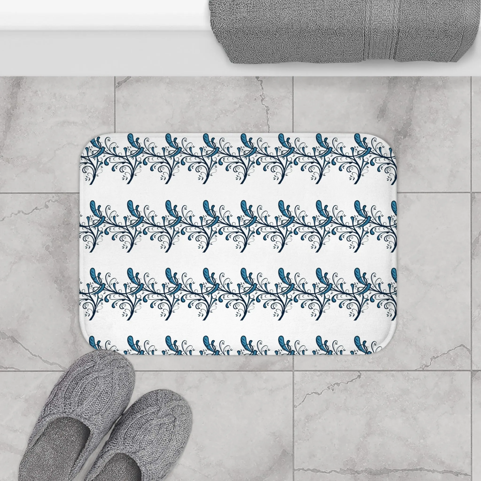 Blue Twirls Memory Foam Bath Mat
