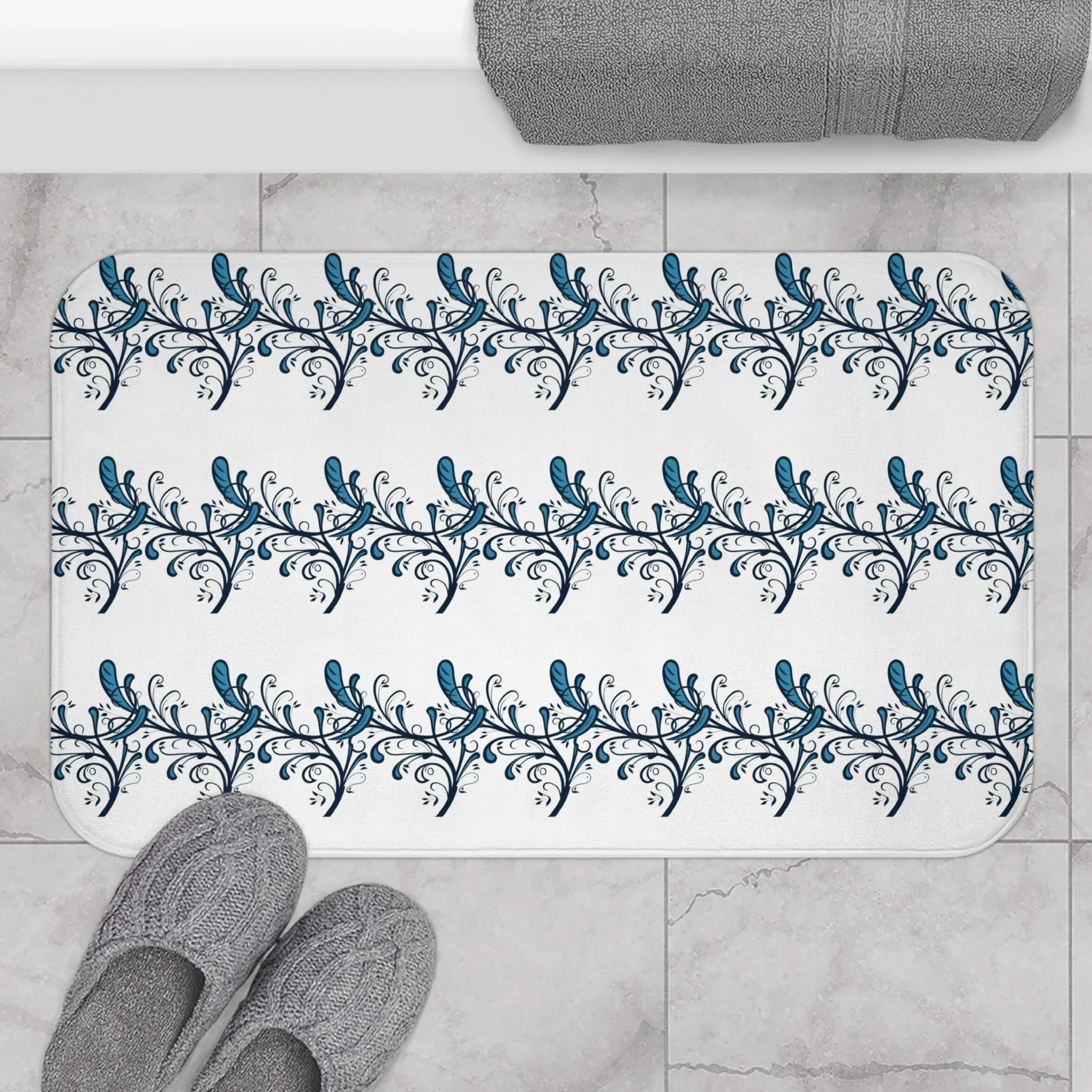 Blue Twirls Memory Foam Bath Mat