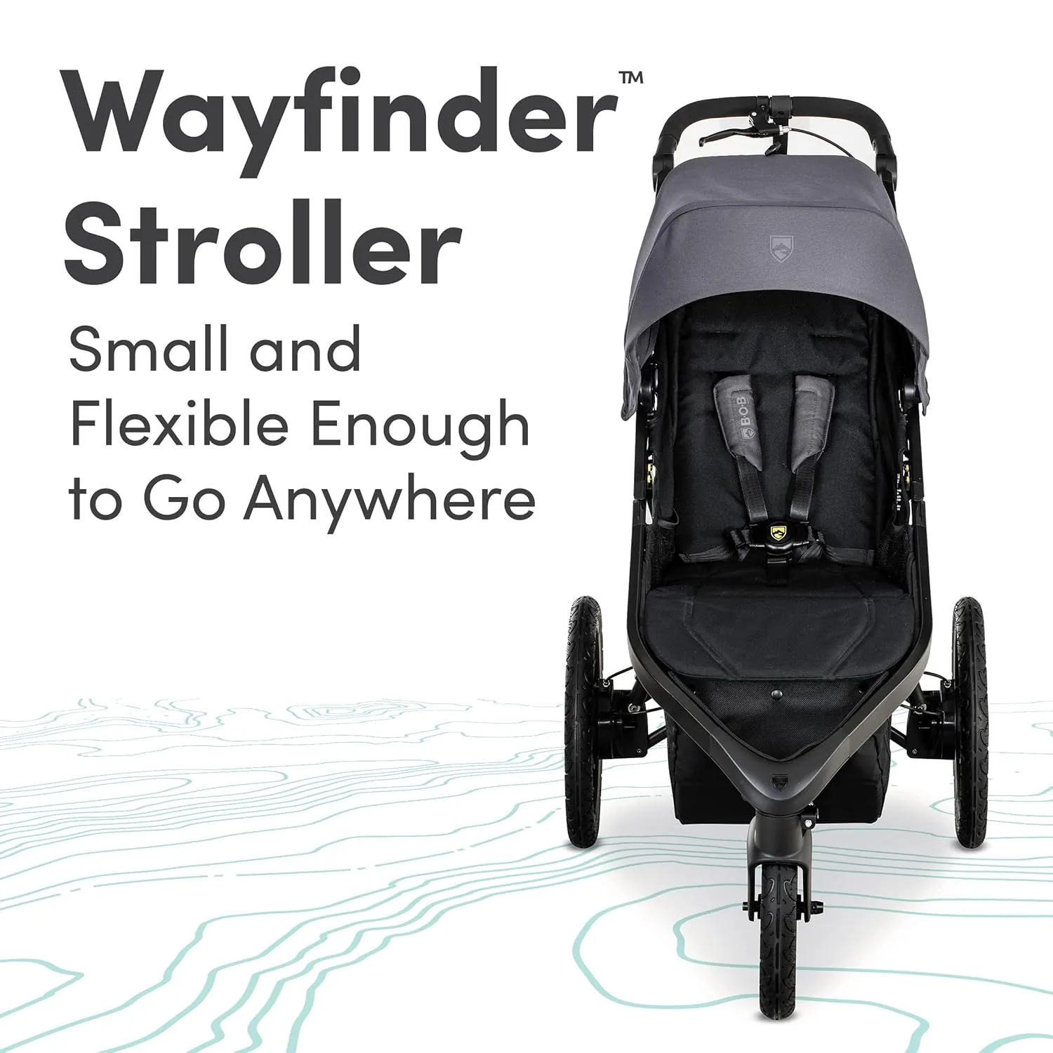 BOB Gear Wayfinder Jogging Stroller with Independent Dual Suspension, Air-Filled Tires, and 75-Pound Weight Capacity, Storm