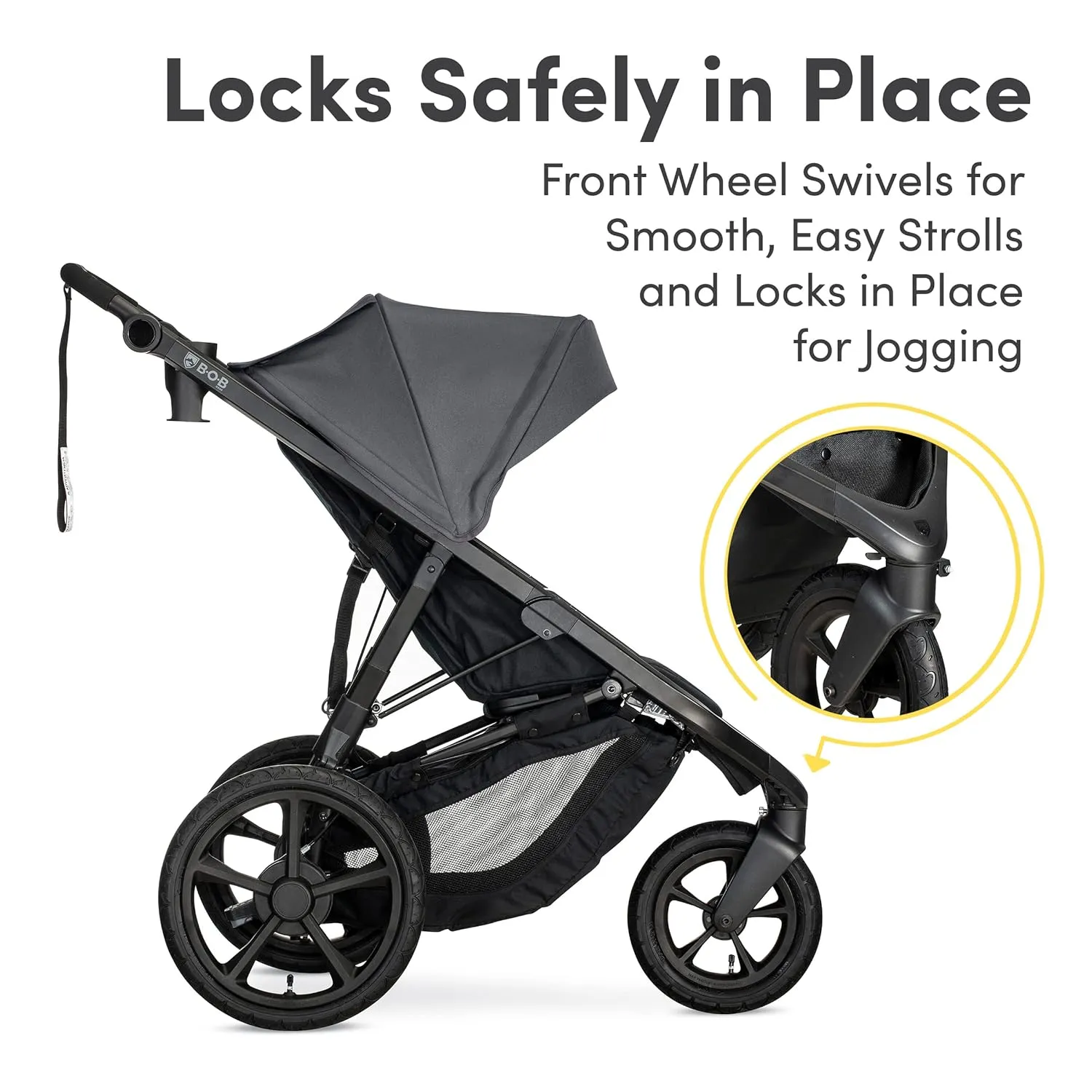BOB Gear Wayfinder Jogging Stroller with Independent Dual Suspension, Air-Filled Tires, and 75-Pound Weight Capacity, Storm