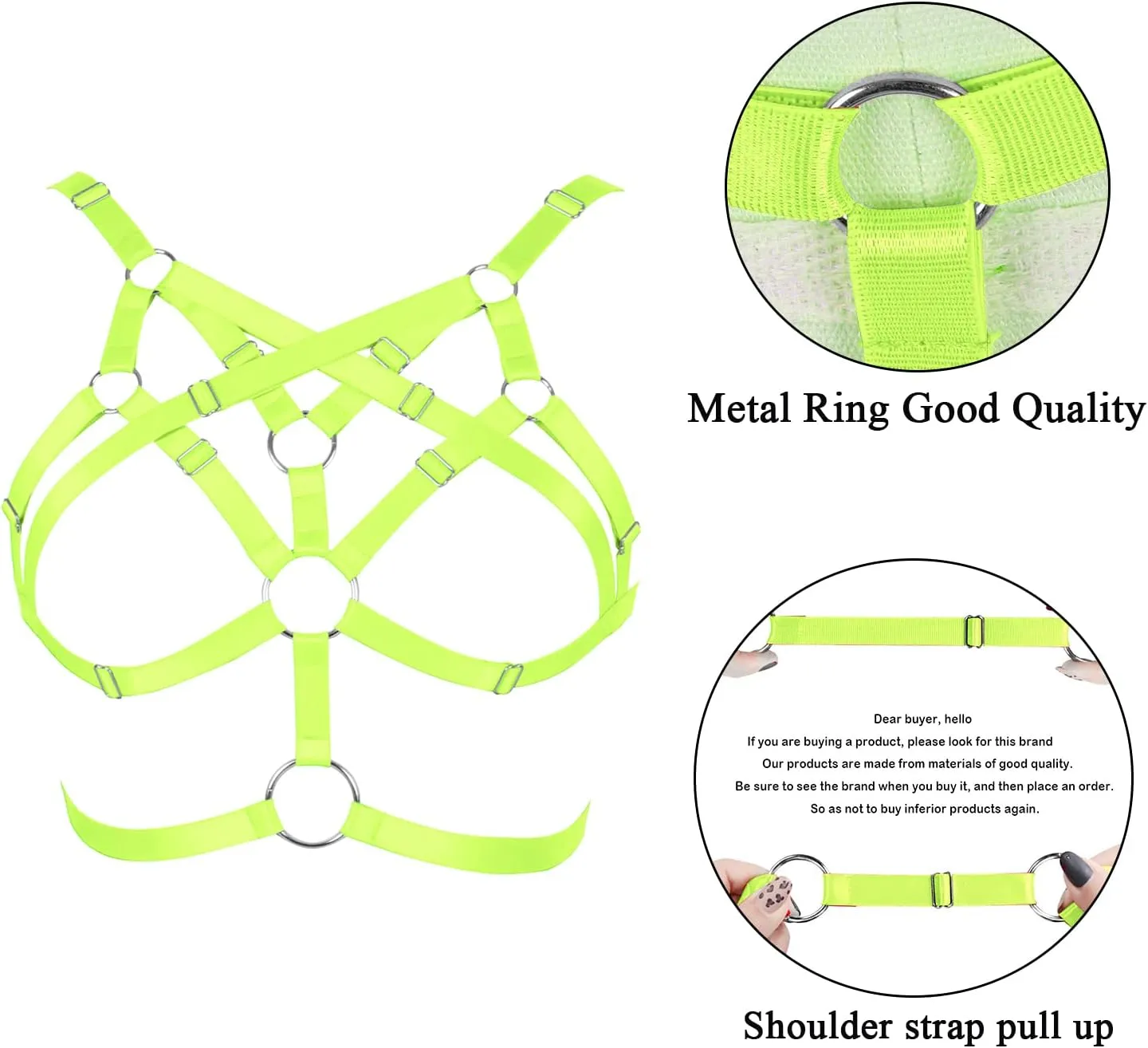 Body Harness for Women Bra Lingerie cage Top Punk Plus Size Chest Strap Belt Stretchy Fabric Festival Rave Adjustable