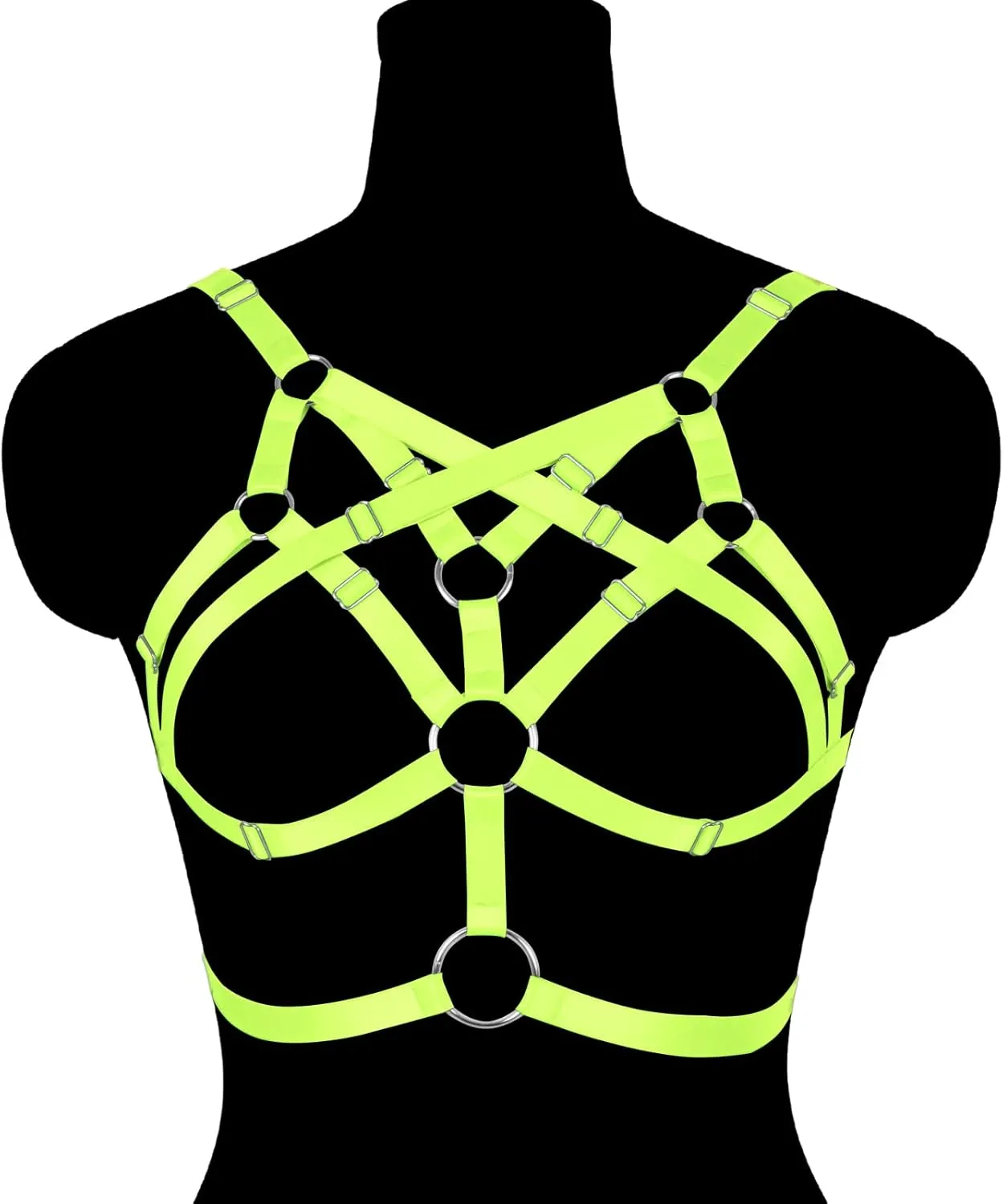 Body Harness for Women Bra Lingerie cage Top Punk Plus Size Chest Strap Belt Stretchy Fabric Festival Rave Adjustable