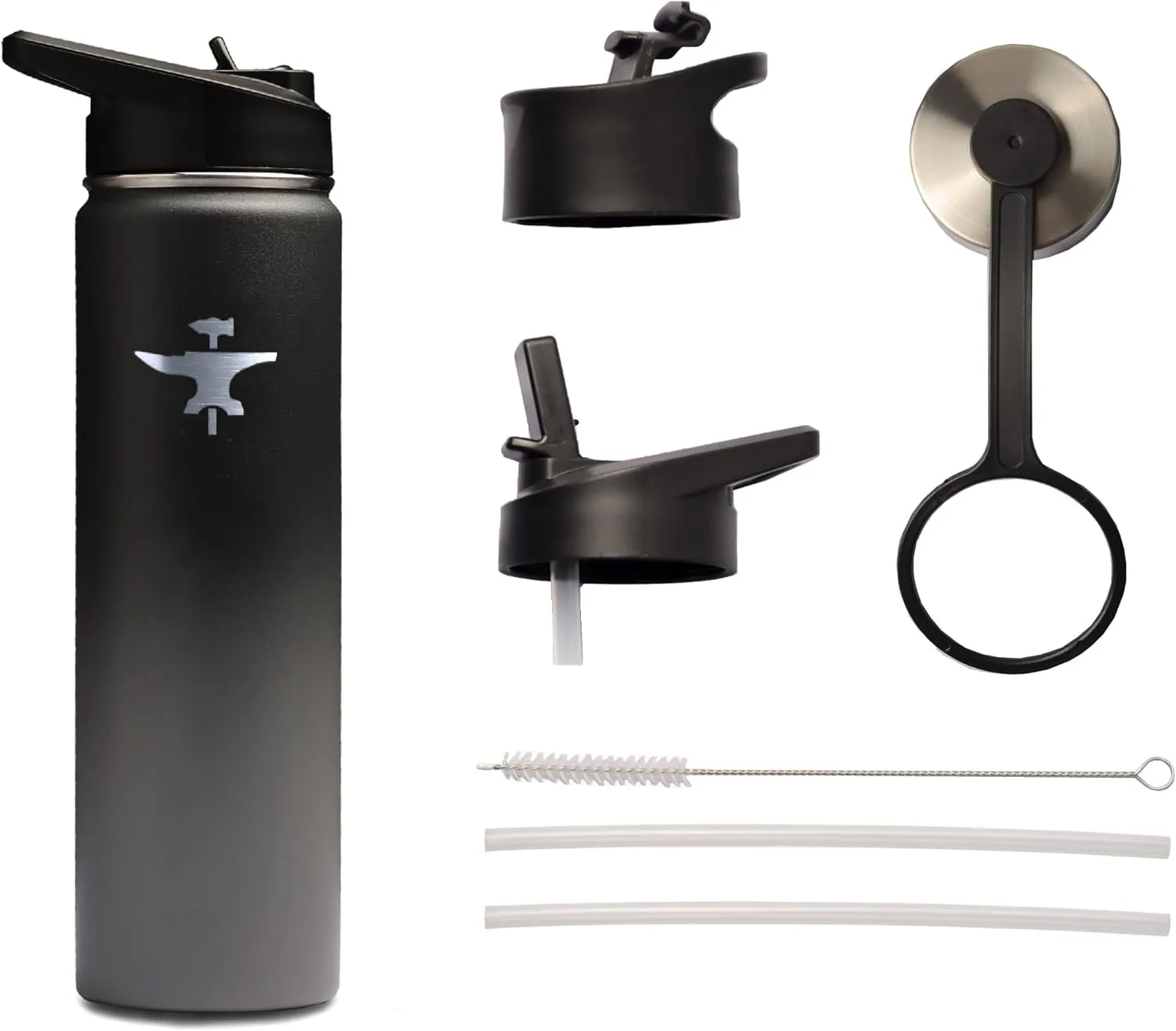 BodyForge Sports Water Bottle - 22oz, 3 Lids & Straw Lid, Leak Proof Stainless Steel Gym & Sport Bottles for Men, Women & Kids - Double Walled, Insulated Thermos, Metal Canteen