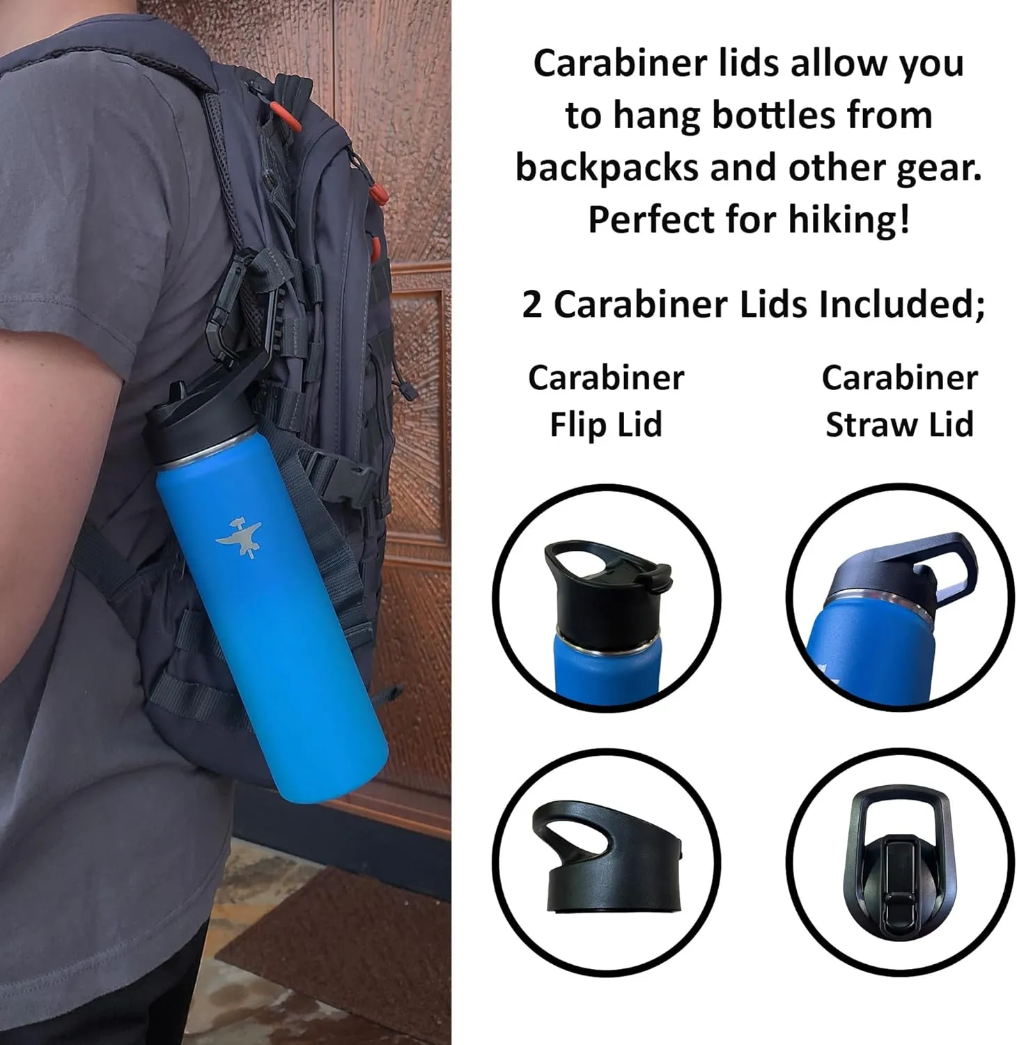 BodyForge Sports Water Bottle - 22oz, 3 Lids & Straw Lid, Leak Proof Stainless Steel Gym & Sport Bottles for Men, Women & Kids - Double Walled, Insulated Thermos, Metal Canteen