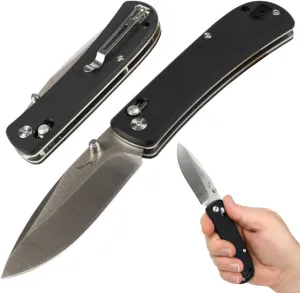 Boer Pocket Knife for Men, EDC Knife, and Tactical Gear for Self-Defense, Survival, Hunting, and Camping, AUS-8 Stainless Steel 3.5” Blade With Crossbar Lock and G10 Handle - Plain/Drop