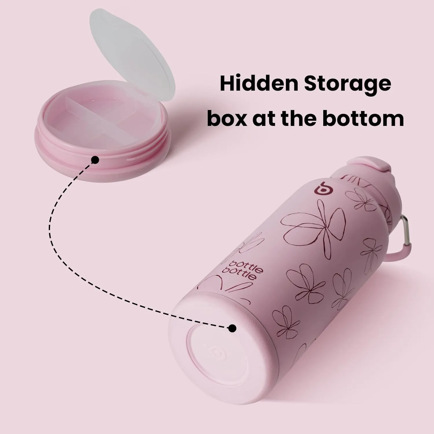 BOTTLE BOTTLE 32oz Insulated Water Bottle Stainless Steel Sport Water Bottle with Straw Dual-use Lid Design for Gym with Pill Box