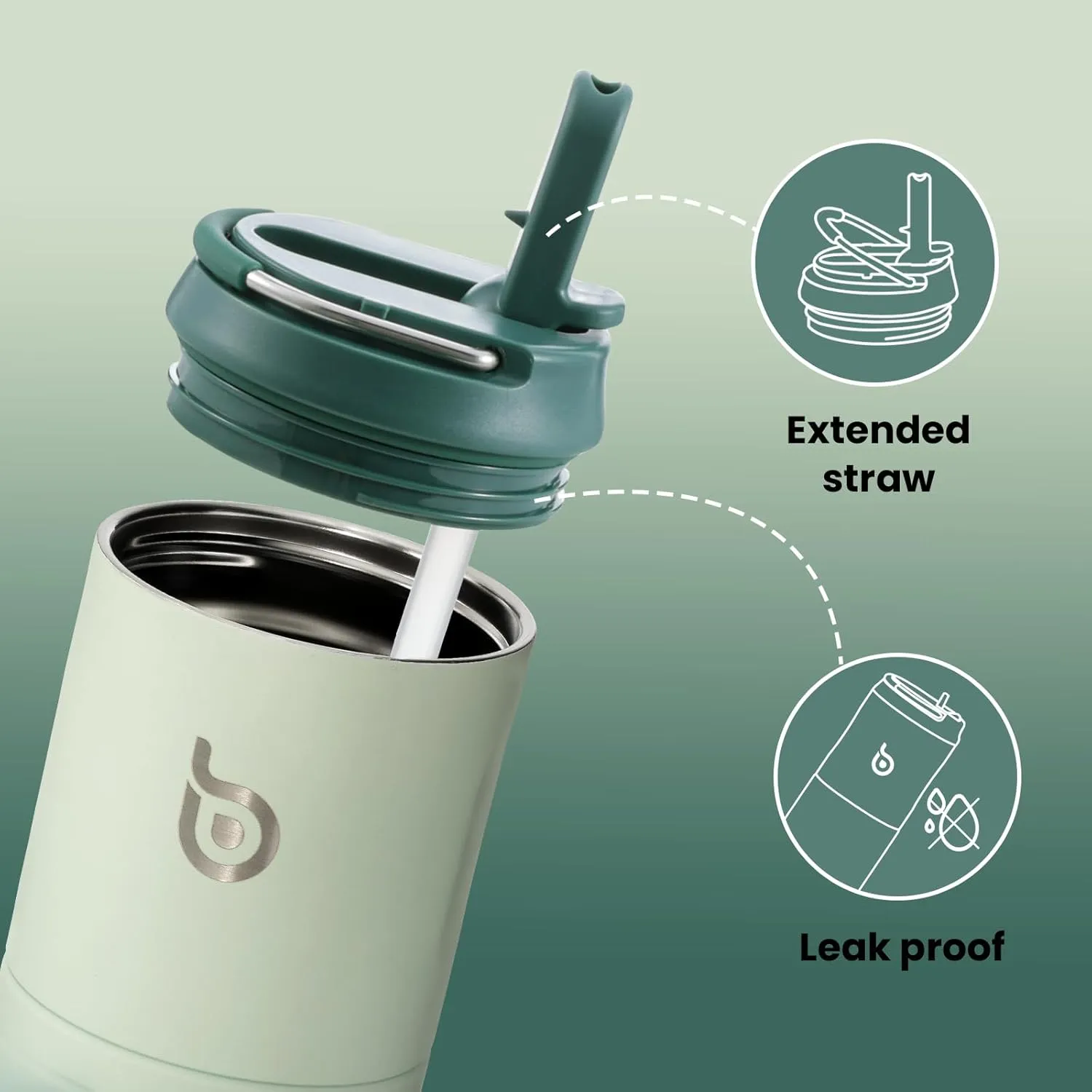 BOTTLE BOTTLE Insulated Water Bottle 24oz with Straw Lid and Handle for Sports Travel Gym Stainless Steel Water Bottles Double-Wall Vacuum Metal Leak Proof BPA-Free