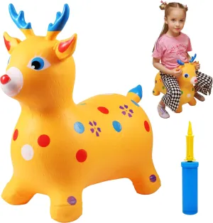 Bouncy Reindeer for Kids,Ride on Bouncy Horse Hopping Toy Outdoor Indoor Toddler，Bouncing Animal Toys,Bouncy Pals Reindeer,Baby First Birthday Gift 24 Months 2 3 4 5 6