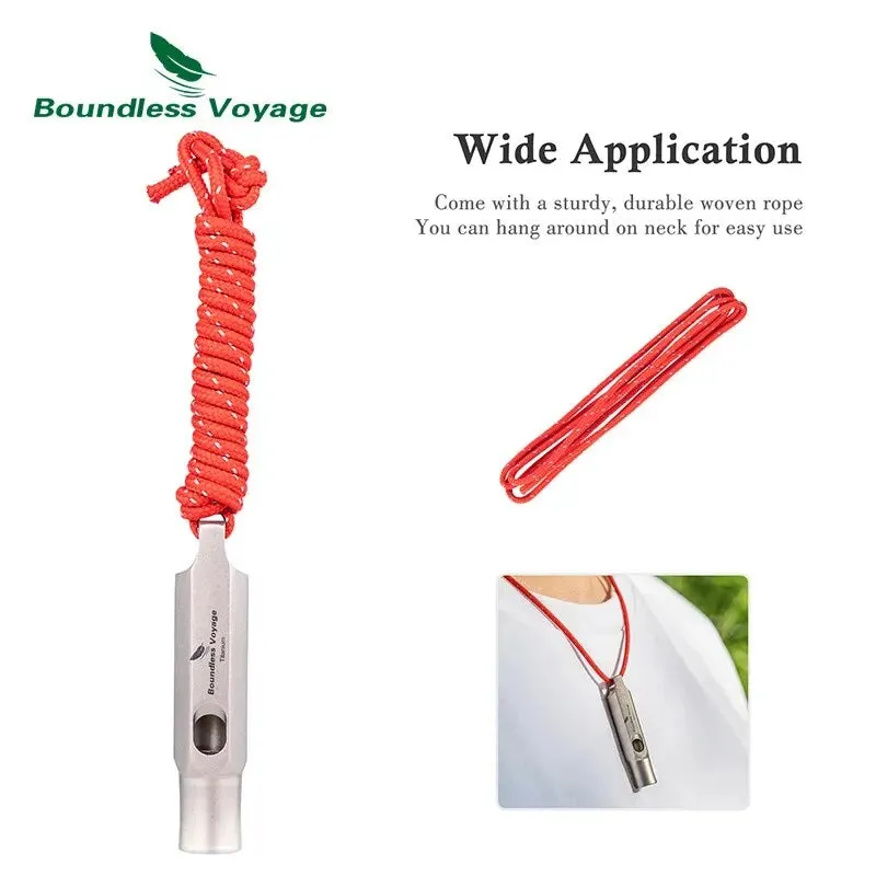 BOUNDLESS VOYAGE Titanium Emergency Whistle – Ultra-Loud Survival & Outdoor Safety Whistle