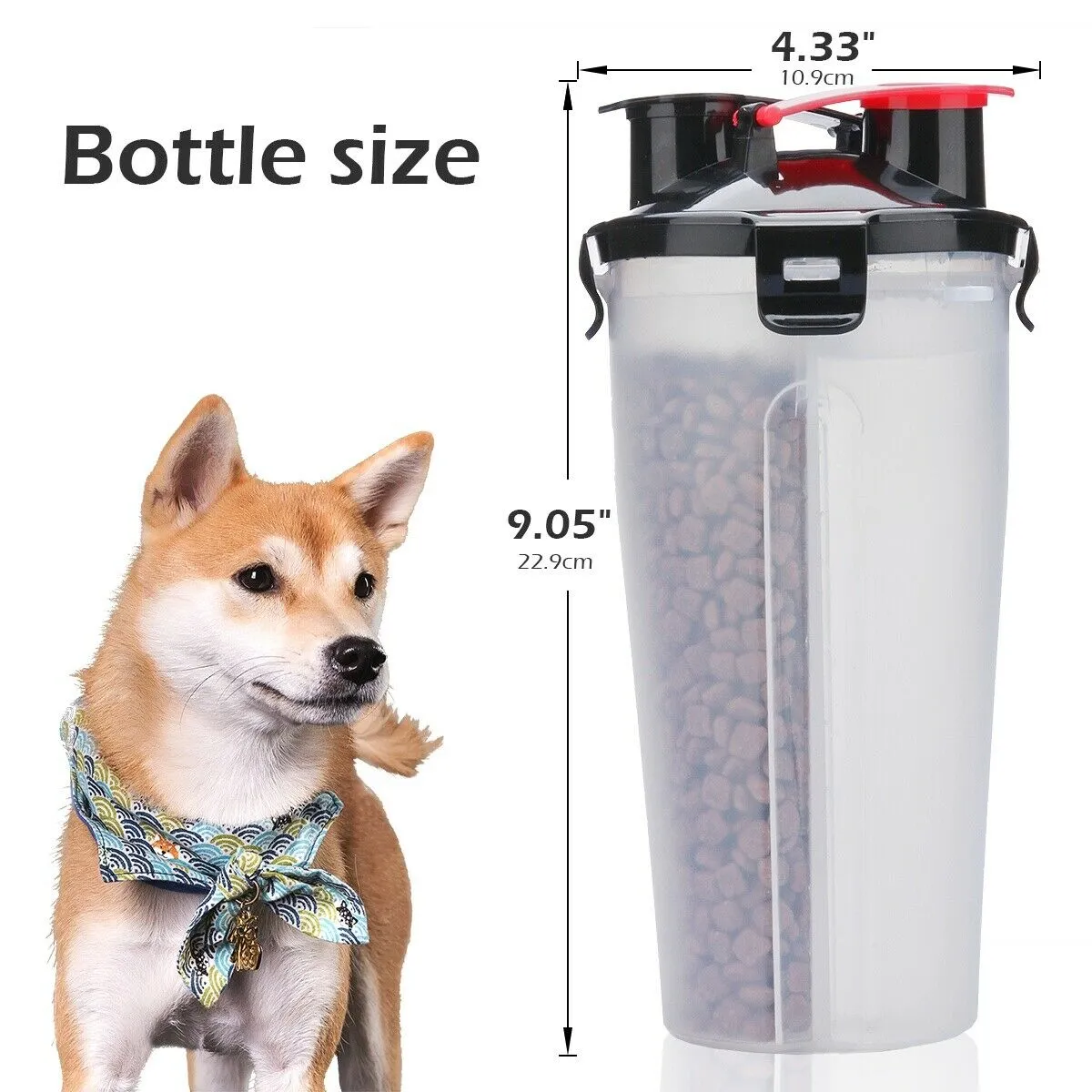 BPA-Free 2-in-1 Pet Food Container w/ 2 Collapsible Dog Bowls for Walking Hiking