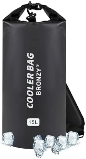 BRONZY Soft Cooler Bag 15 Liter Portable Ice Chest Box Backpack Cooler,48  Hours Cooling,Insulated,Waterproof,Leakproof Cooler Bag for Camping,Picnic,Hiking,Beach,Lunch(Black)
