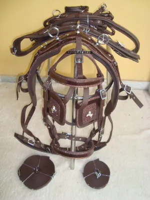 Brown Synthetic patent Nylon Driving harness With Designer patch work on all In 4 Size
