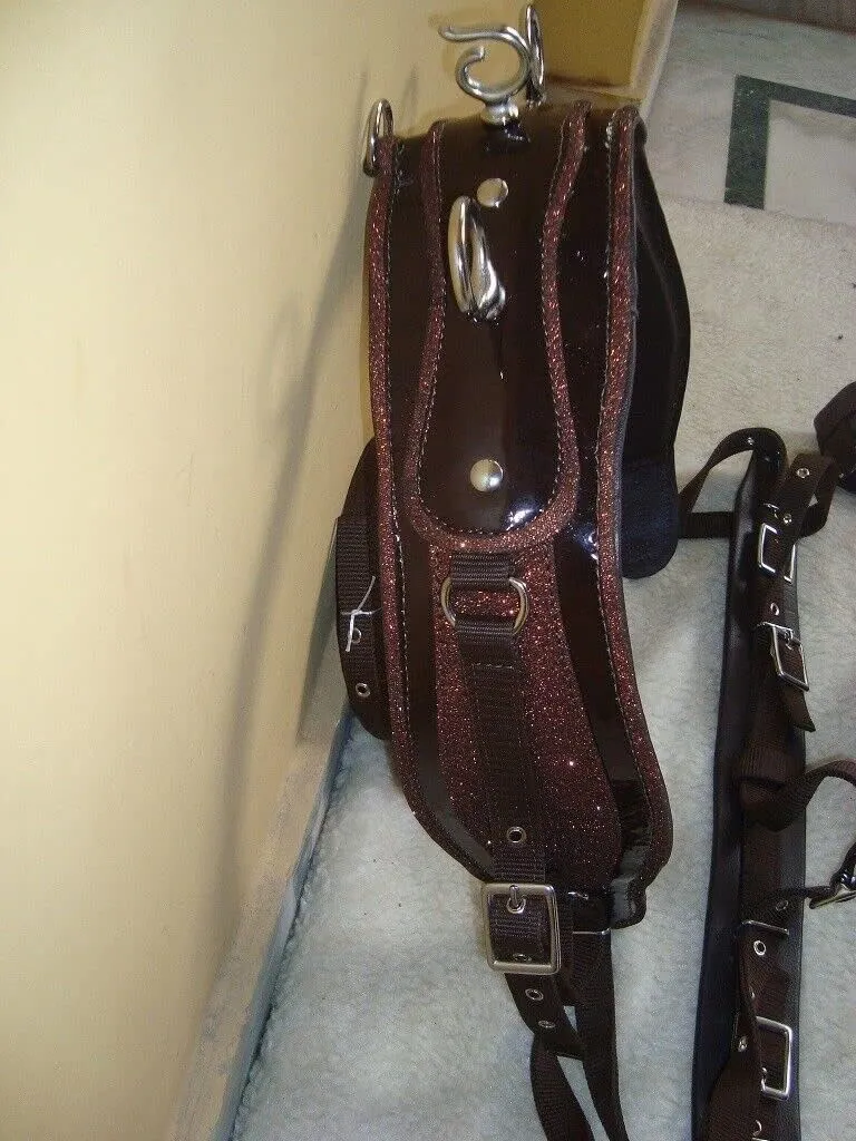 Brown Synthetic patent Nylon Driving harness With Designer patch work on all In 4 Size