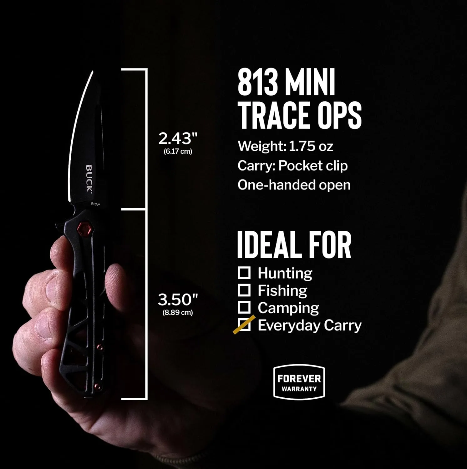 Buck Knives 813 Mini Trace Ops Pocket Knife, Black/Red