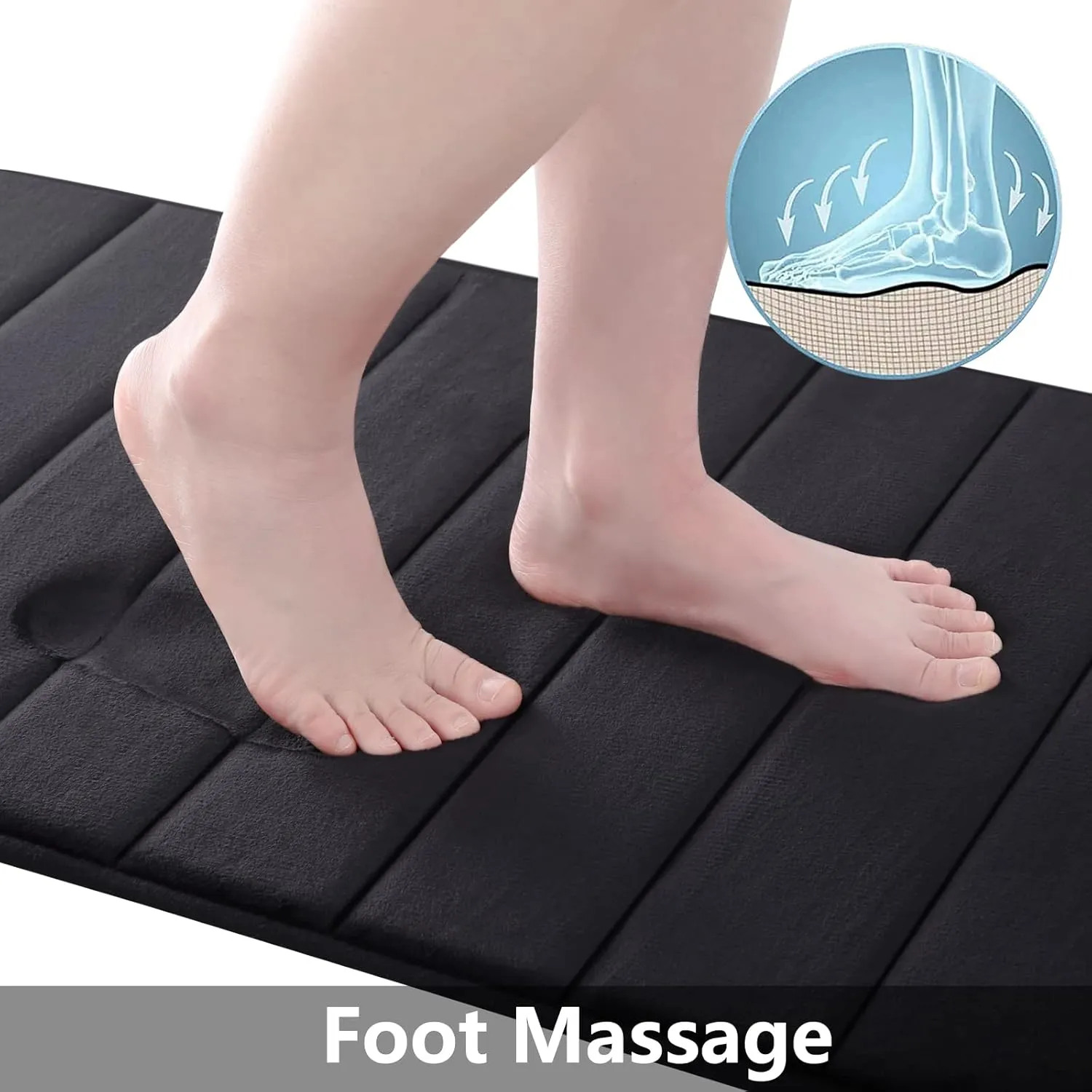 Buganda Memory Foam Bath Mat, 35.4" x 24", Ultra Soft and Non-Slip Bathroom Rugs, Water Absorbent and Machine Washable Bath Rug Runner for Bathroom, Shower, and Tub, Black