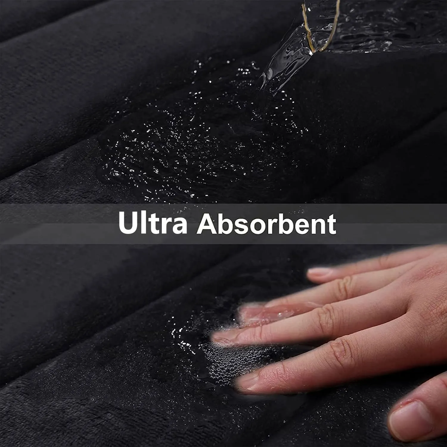 Buganda Memory Foam Bath Mat, 35.4" x 24", Ultra Soft and Non-Slip Bathroom Rugs, Water Absorbent and Machine Washable Bath Rug Runner for Bathroom, Shower, and Tub, Black