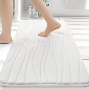 Buganda Memory Foam Bathroom Rug Mat 24x16, Extra Soft and Absorbent Bath Mats, Non-Slip and Machine Washable Bath Rugs for Bathroom Floor,Tub and Shower, Ivory