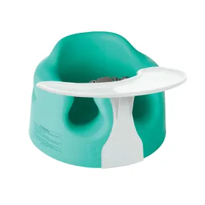 Bumbo B10055MPA3 Baby Infant Soft Foam Comfortable Wide Floor Seat with 3 Point Adjustable Harness and Play Top Tray Attachment, Aqua